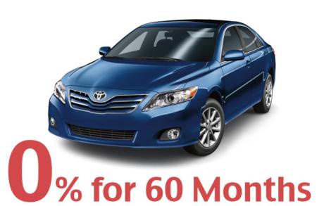 0% for 60 months on 5 Toyota Models at Toyota of Newnan